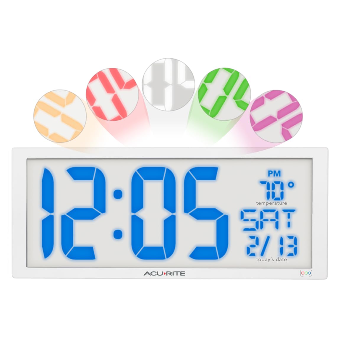 AcuRite 14.5" Large Digital LED Oversized Wall Clock with Date and Temperature, Perfect for Home or Office (75127M), Red
