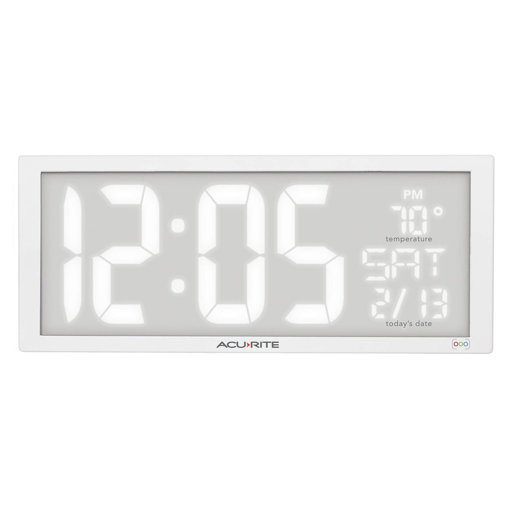 AcuRite 14.5" Large Digital LED Oversized Wall Clock with Date and Temperature, Perfect for Home or Office (75127M), Red