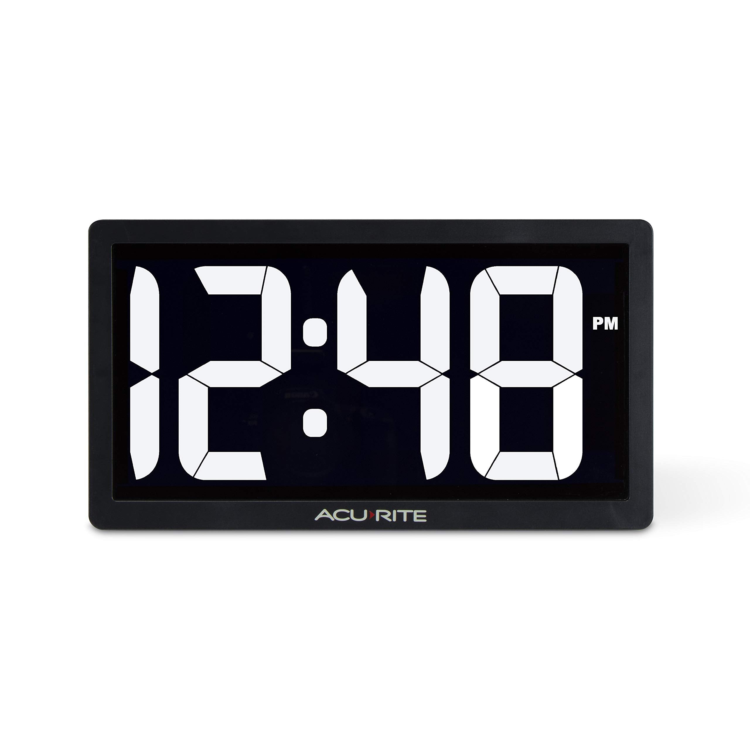 AcuRite 14.5" Large Digital LED Oversized Wall Clock with Date and Temperature, Perfect for Home or Office (75127M), Red