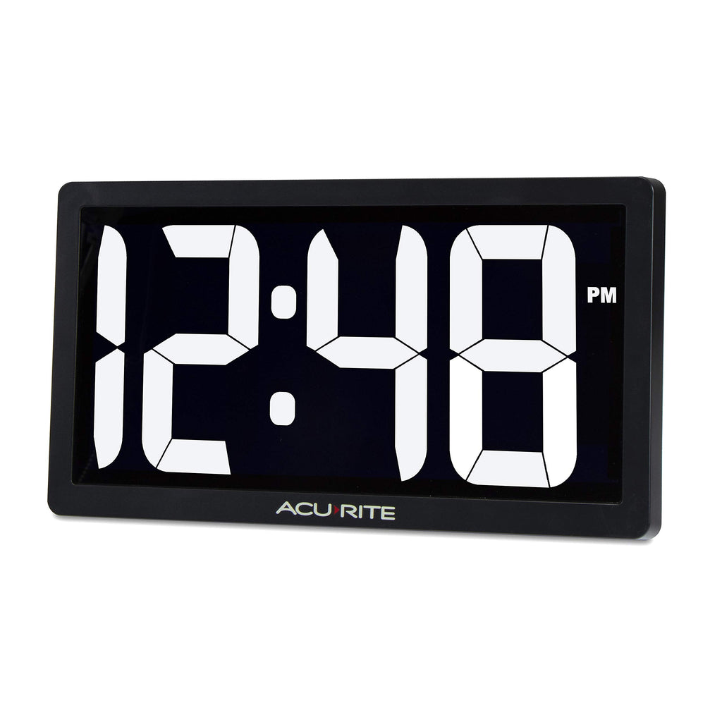 AcuRite 14.5" Large Digital LED Oversized Wall Clock with Date and Temperature, Perfect for Home or Office (75127M), Red
