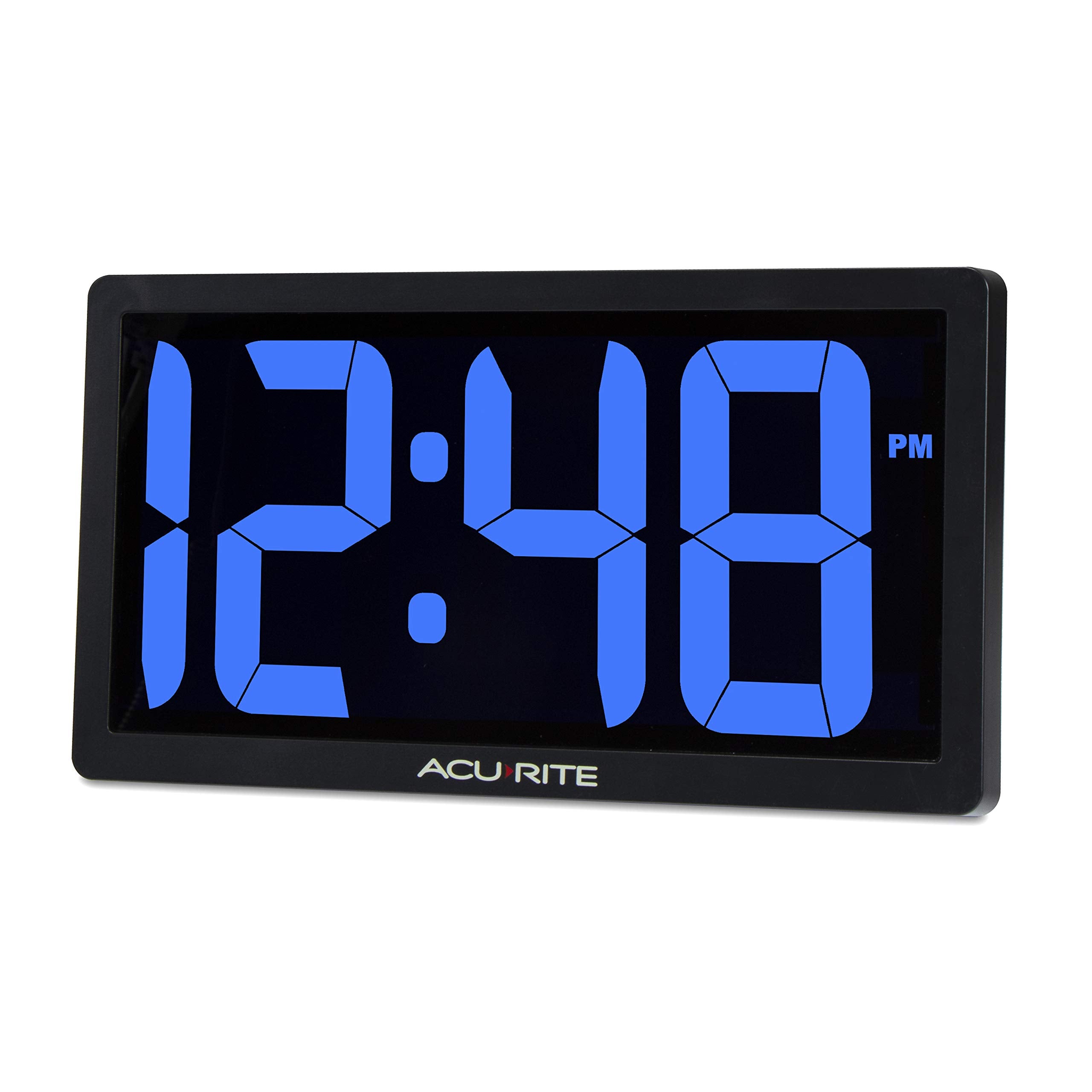 AcuRite 14.5" Large Digital LED Oversized Wall Clock with Date and Temperature, Perfect for Home or Office (75127M), Red
